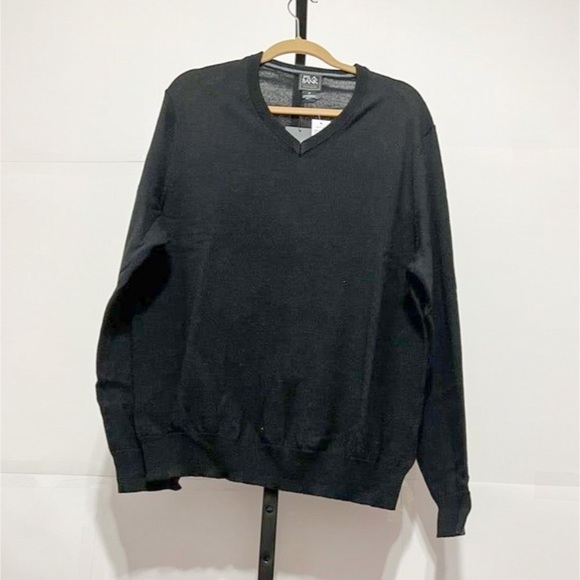 Jos A Bank NWT Sz XL Black Traveler Collection Merino Wool V-Neck Sweater - Picture 5 of 5
